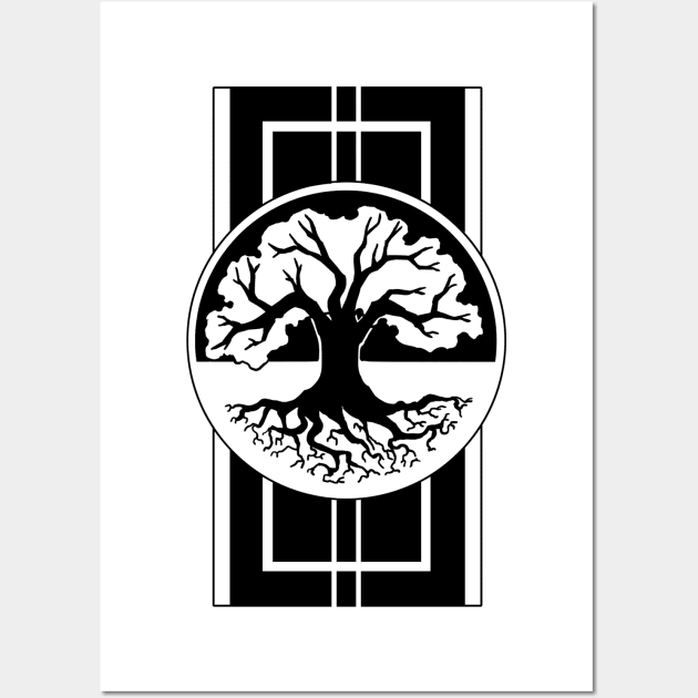 Tree and Roots - Original Logo Banner Sigil - Dark Design for Light Shirts Wall Art by Indi Martin